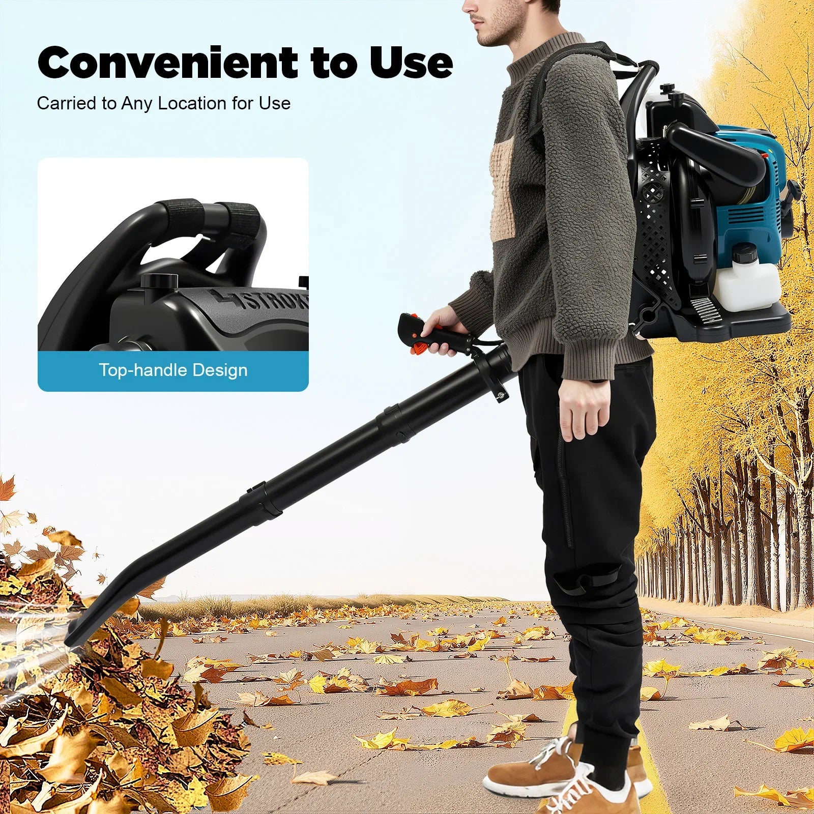 Gas Backpack Leaf Blower 4-Stroke With Cruise Control For Lawn