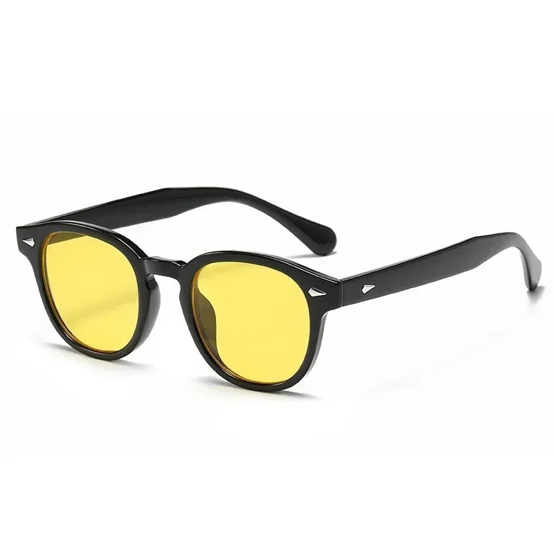 Retro Round Sunglasses Rivet Design UV400 Leopard Print