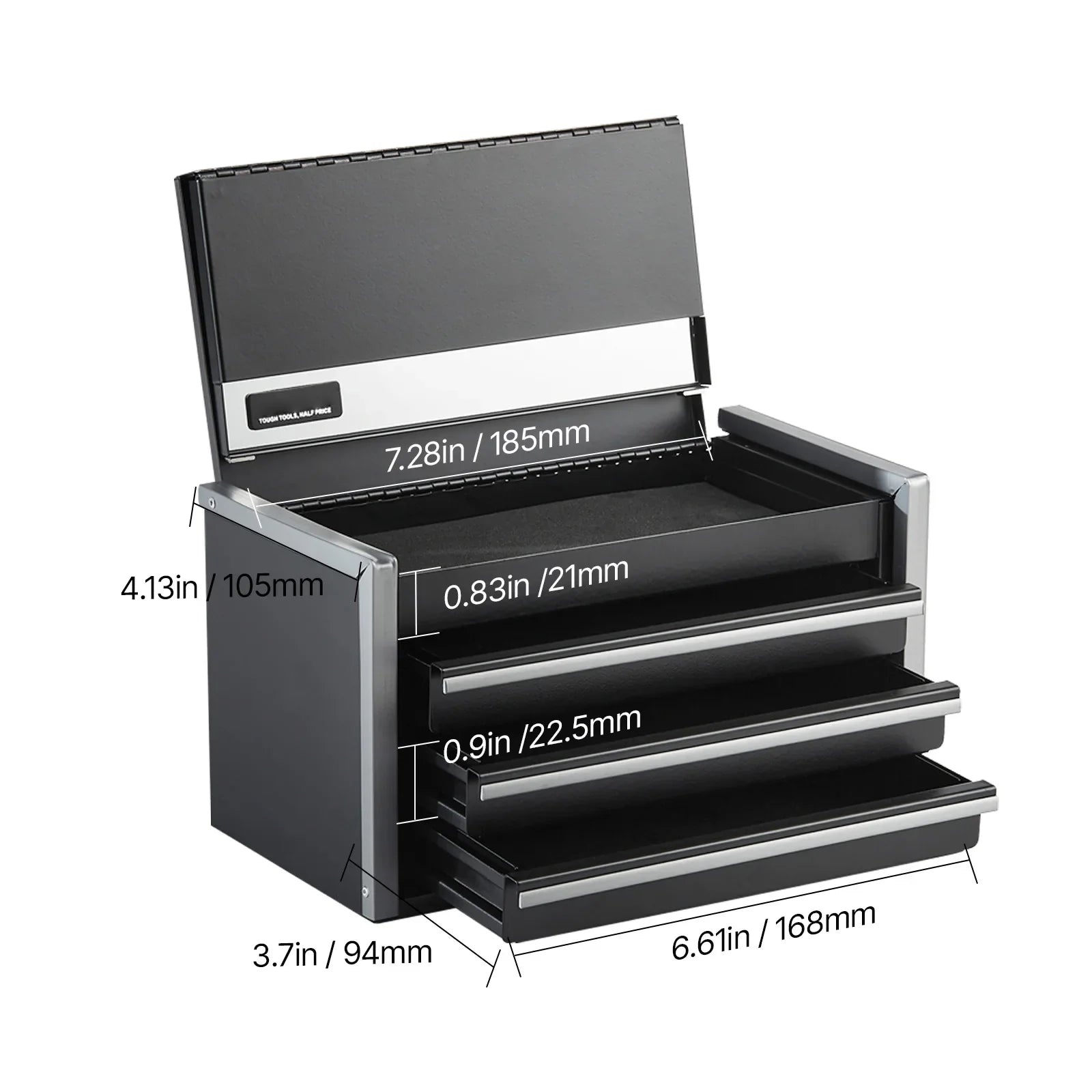 SucceBuy 3 Drawer Metal Tool Box With Ball Bearing Slides