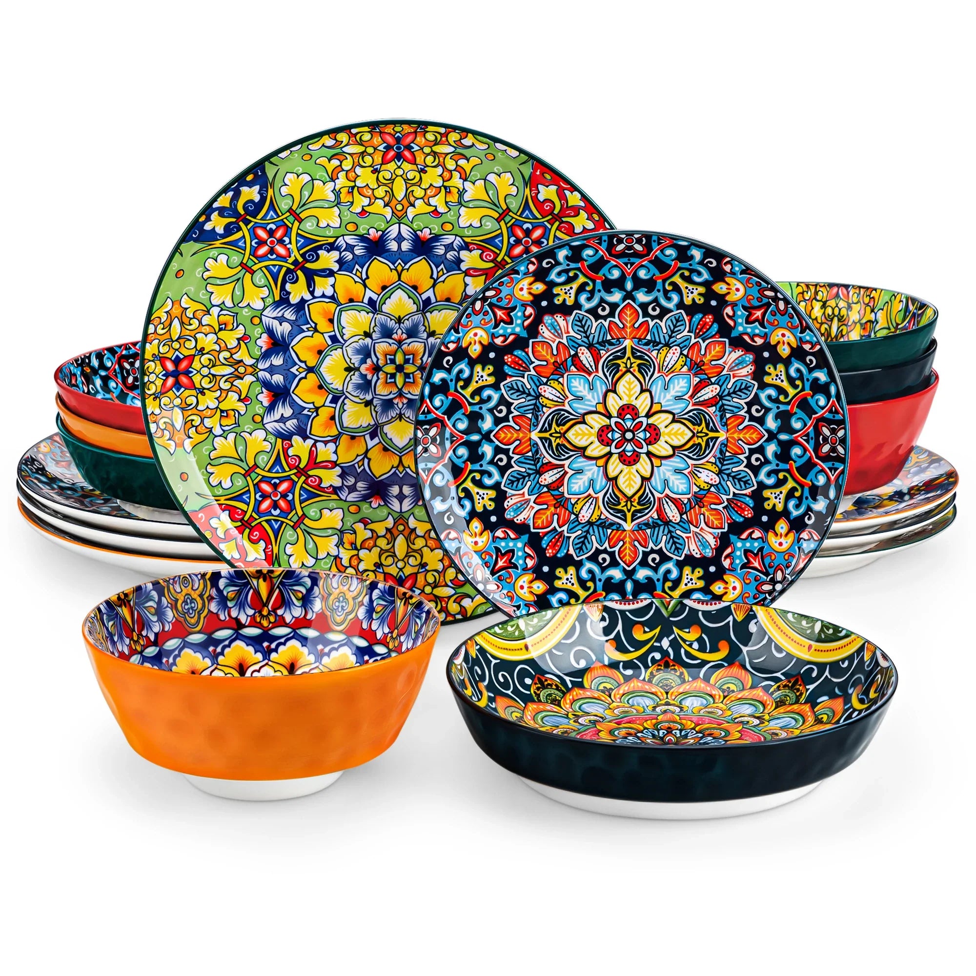 MALACASA Ceramic Dinnerware Set Bohemian Style For Six