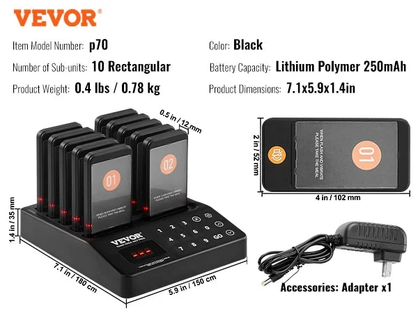 SucceBuy Restaurant Pager System With Vibration Beepers