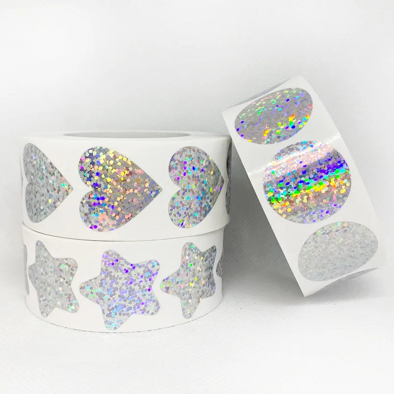 Heart Stickers and Star Stickers Roll | 100-500 Pieces Thank You Labels for Small Packaging