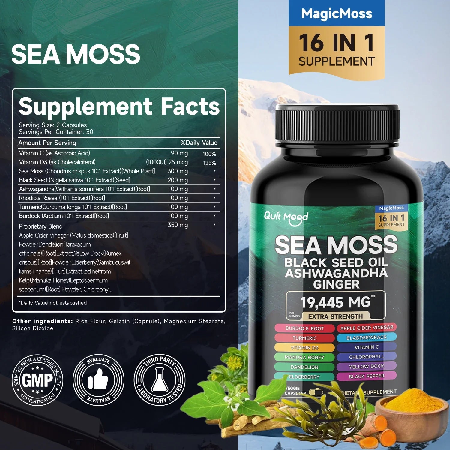 Quit Mood Sea Moss And Black Seed Oil Herbal Capsules
