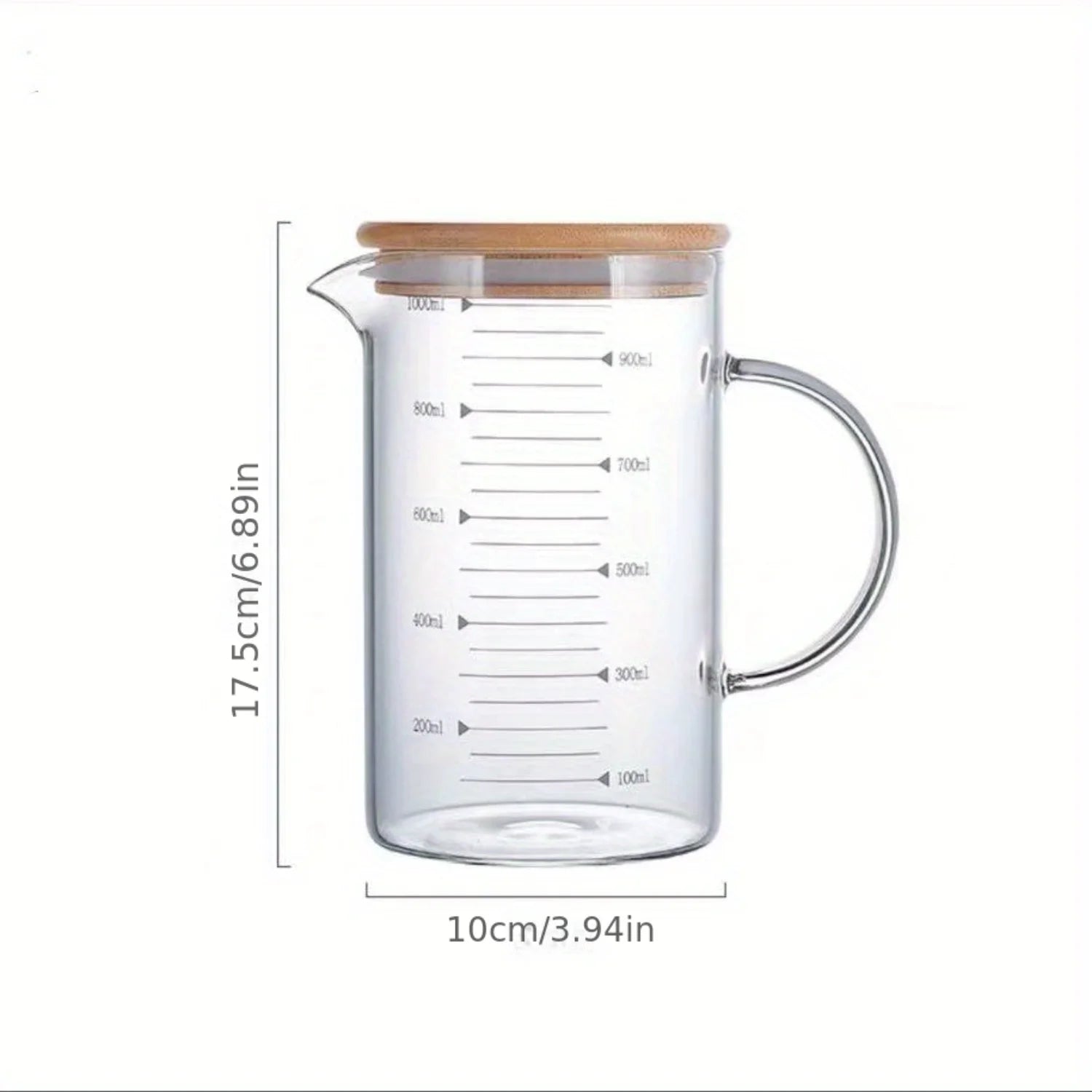 Glass Measuring Cup Jug With Lid And Insulated Handle