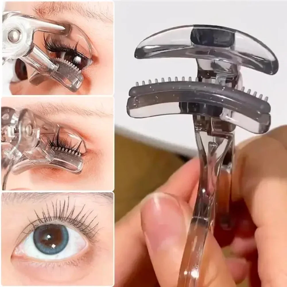 Dual Type Eyelash Curler With Comb Wide Partial Clip Long-Lasting