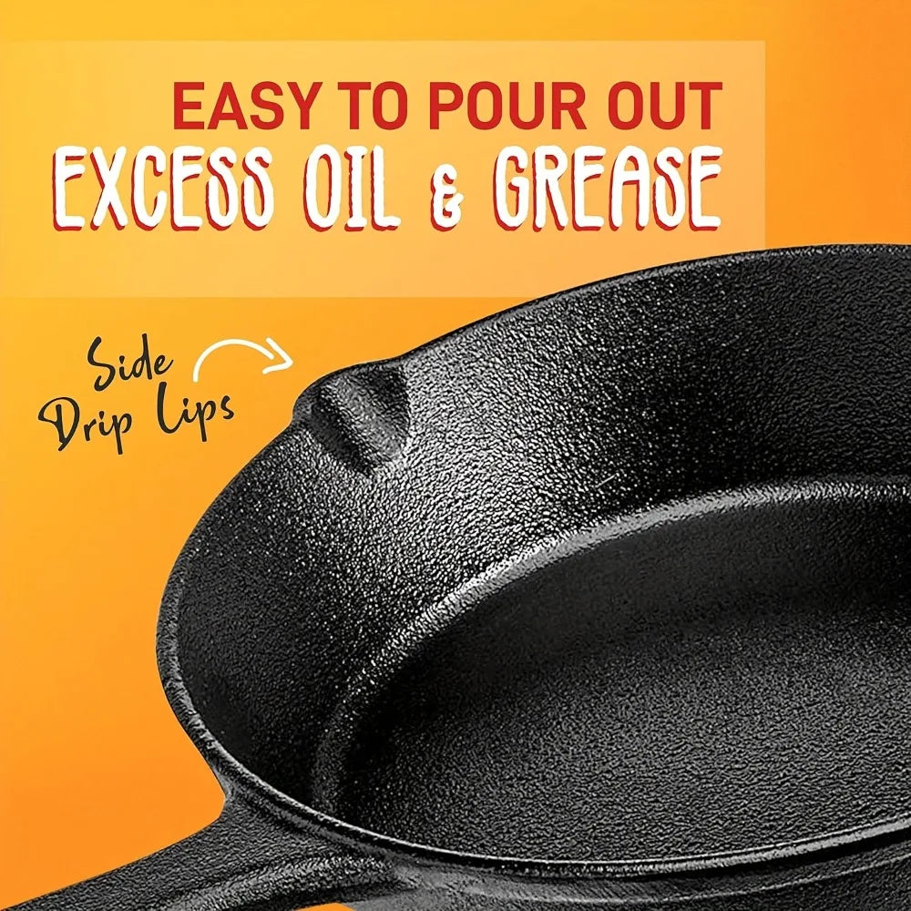 AEDG Cast Iron Skillet Set Preseasoned Nonstick Cookware