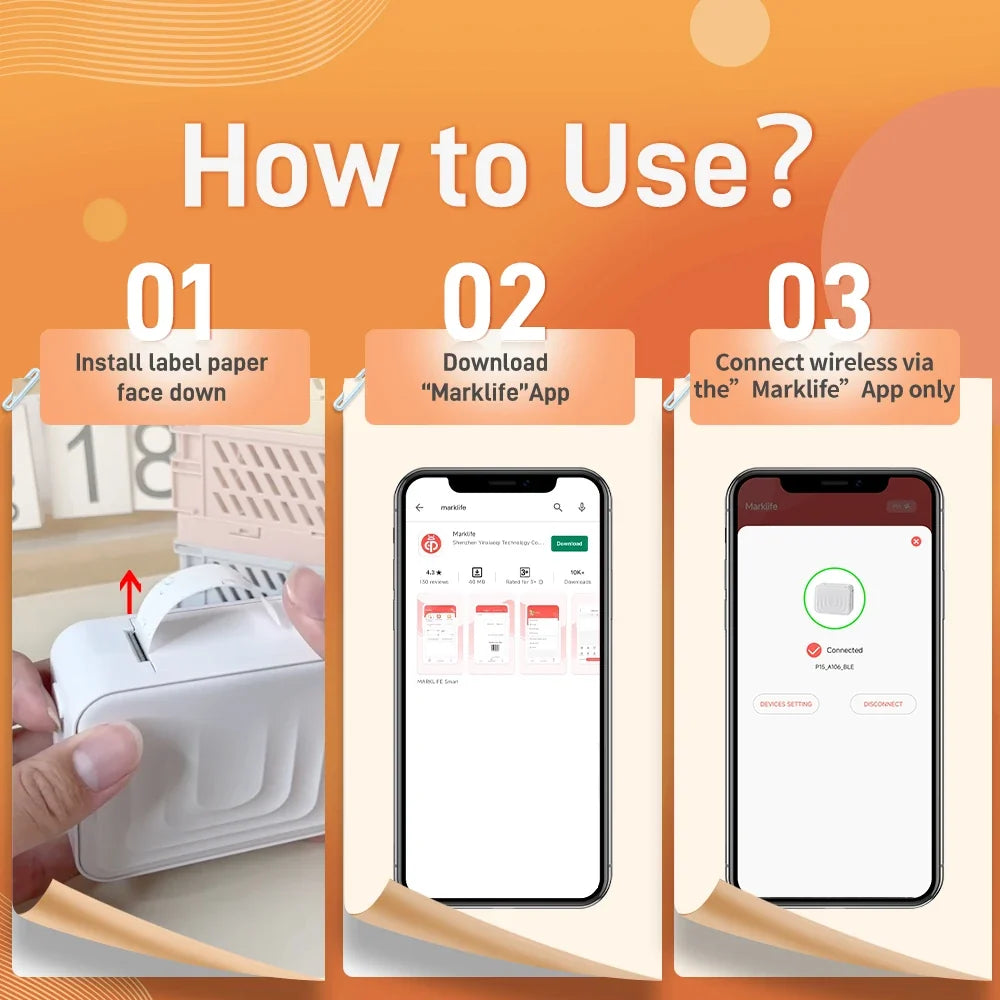 Marklife M1 Portable Bluetooth Label Printer With Self-Adhesive Paper