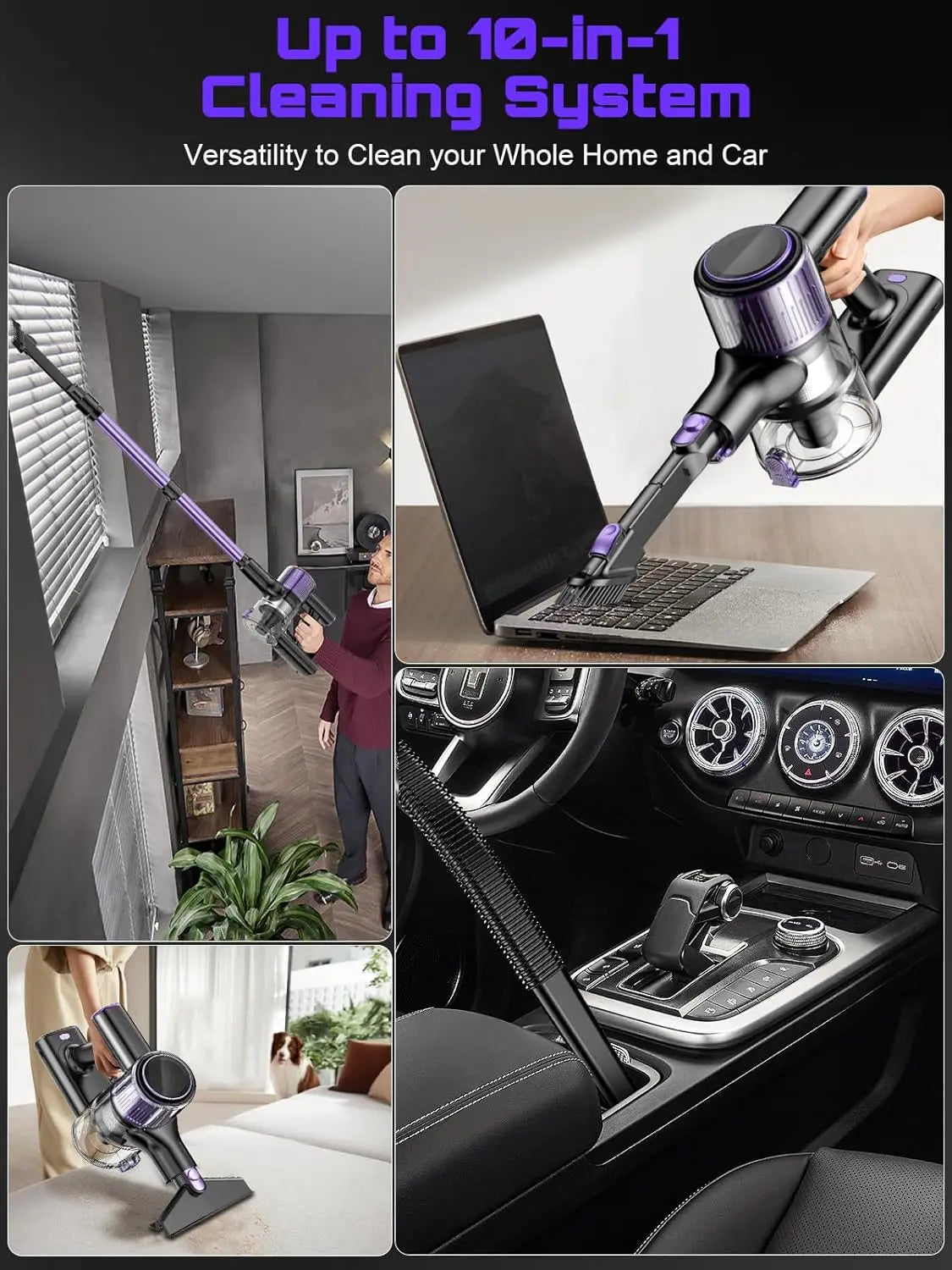 SUXIANGVACC Cordless Vacuum Cleaner 55Kpa 500W 45min 10 In 1
