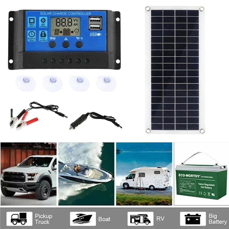 10W-15W portable dual USB solar panel with alligator clips and car charger