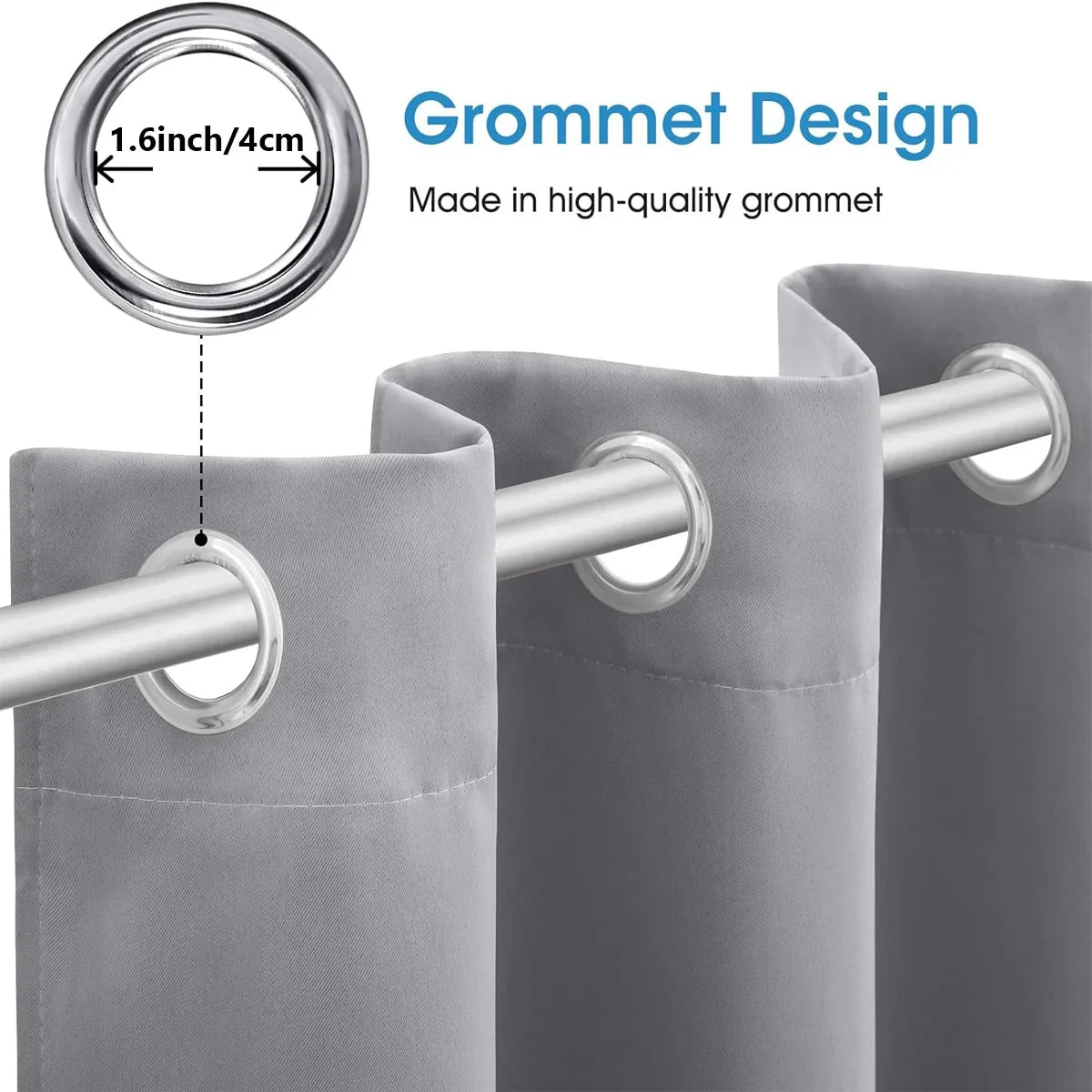 NONECN Blackout Curtains 4 Pack Heat Insulated Grommet For Bedroom Living Room