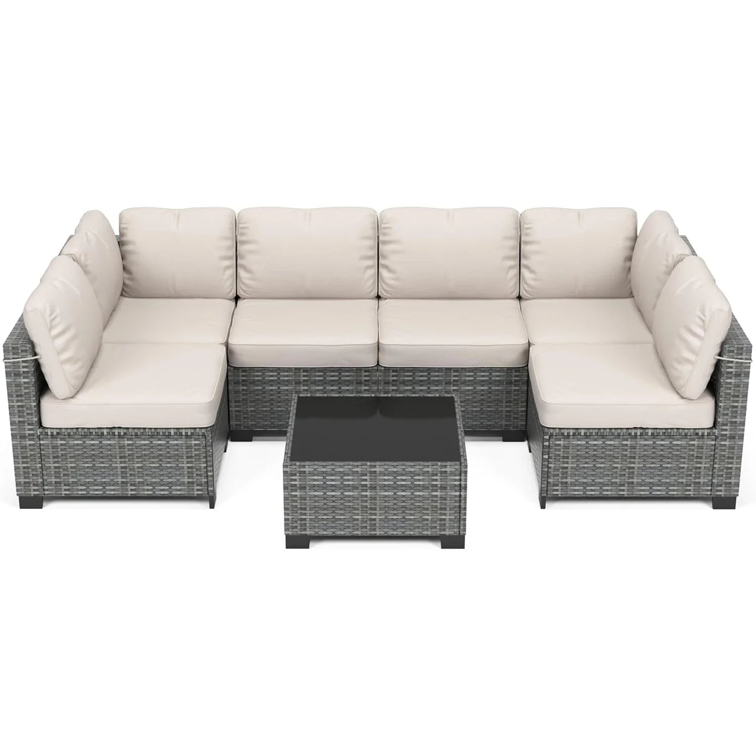 HobbyLane 7 Piece Modular Outdoor Furniture Set PE Rattan Wicker Garden