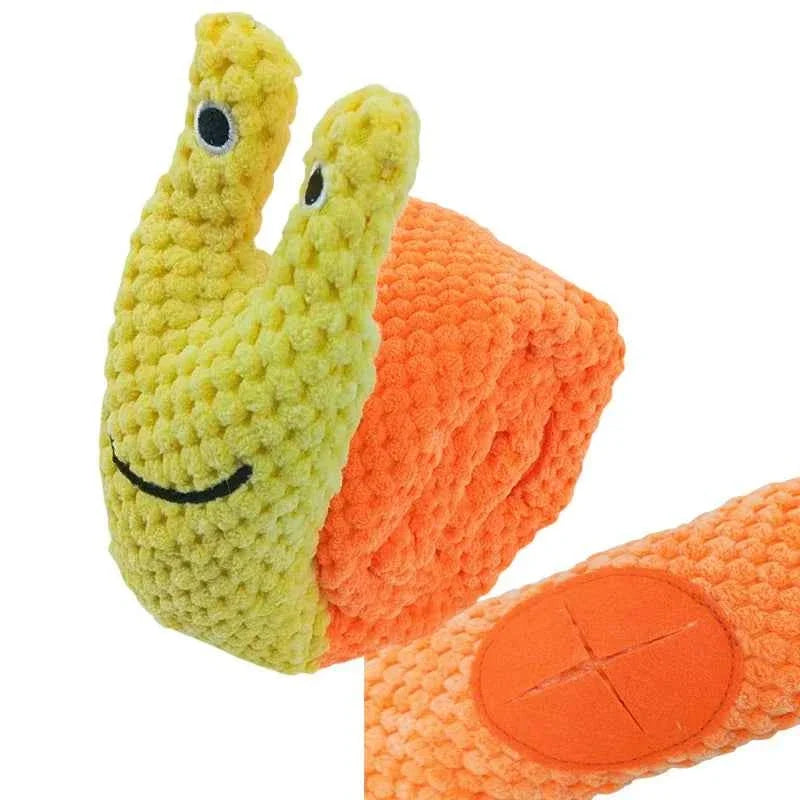 Dog Puzzle Feeder Plush Snail – Interactive Squeaky Chew Toy for Puppies & Dogs