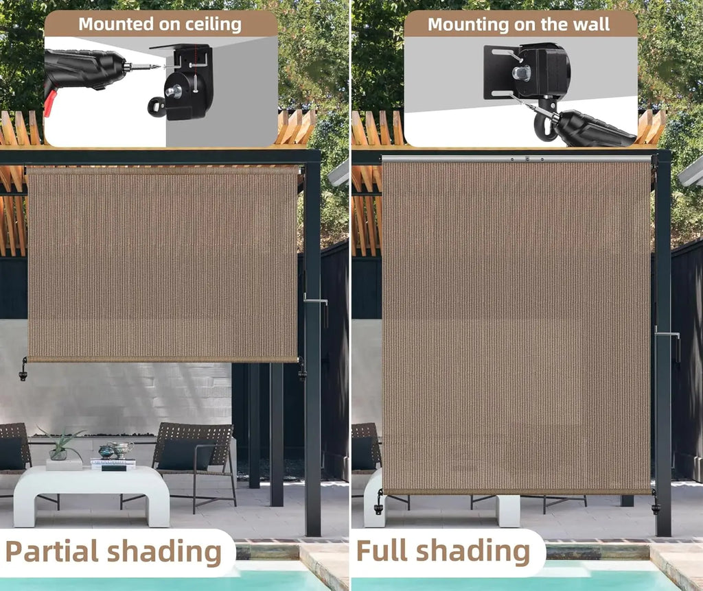 Cordless Outdoor Roller Shade UV Blocking Privacy Screen For Patio