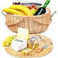 NBVCX Wicker Picnic Basket Set With Charcuterie Boards For Two