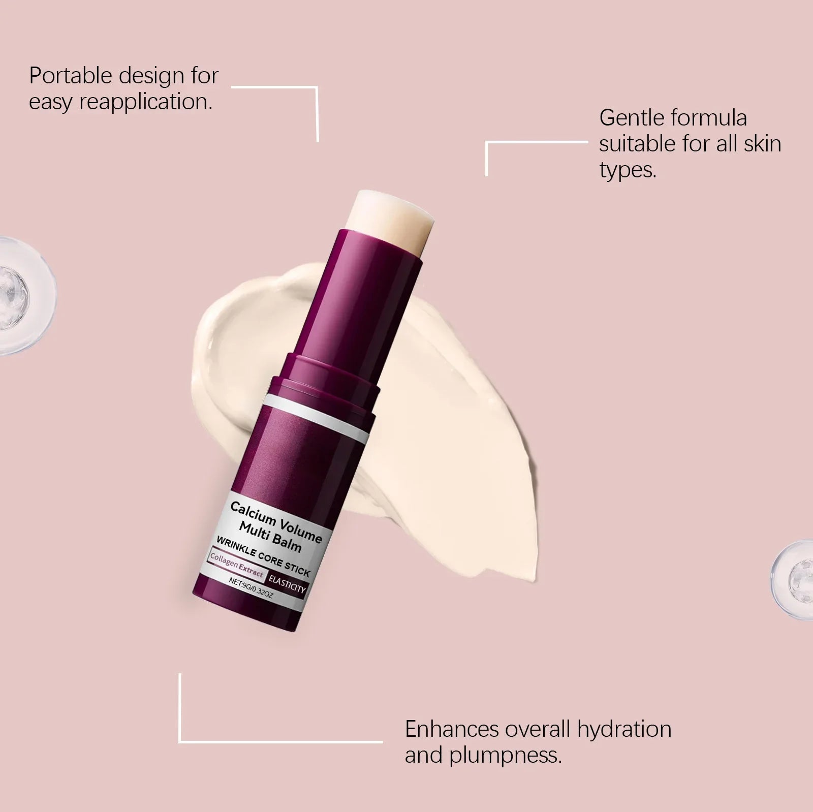 Calcium Volume Multi Balm Hydrating Anti Aging Fade Fine Lines Firming Skin Brightening Nourishing Collagen Moisturing Stick