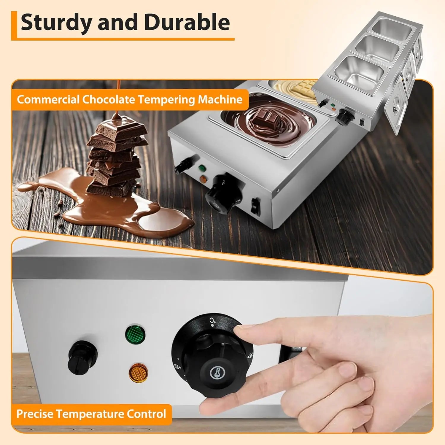 HiMISS 2-Tank Chocolate Melting Machine With Tempering System