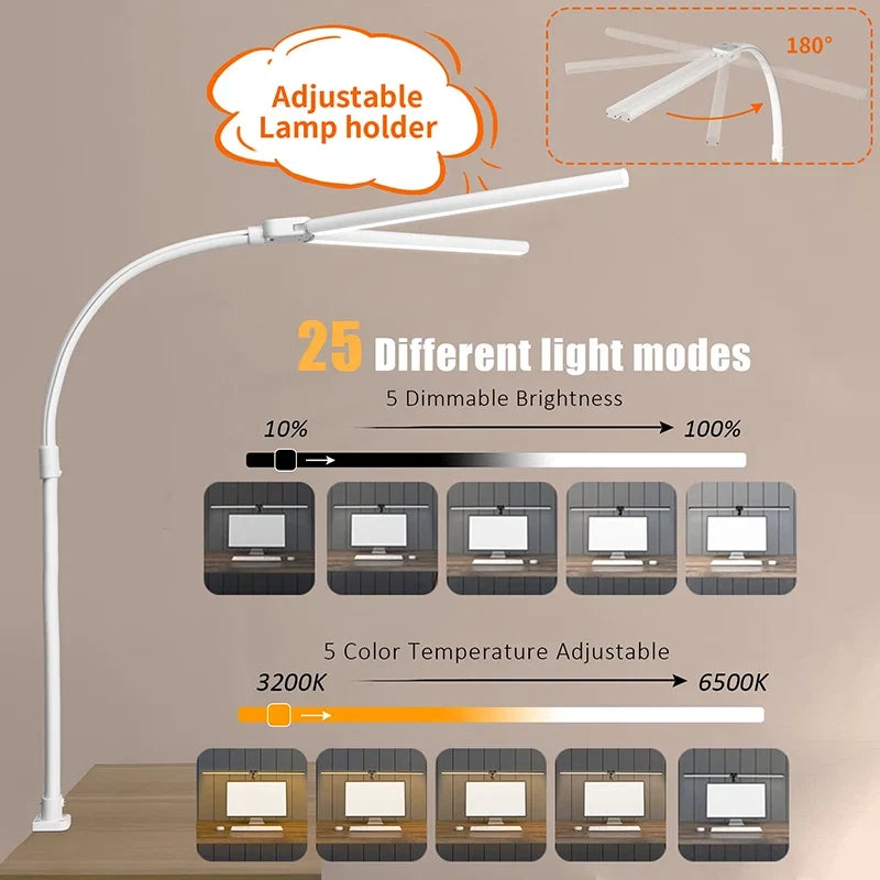 LAOPAO Double Head LED Desk Lamp With 5 Lighting Modes