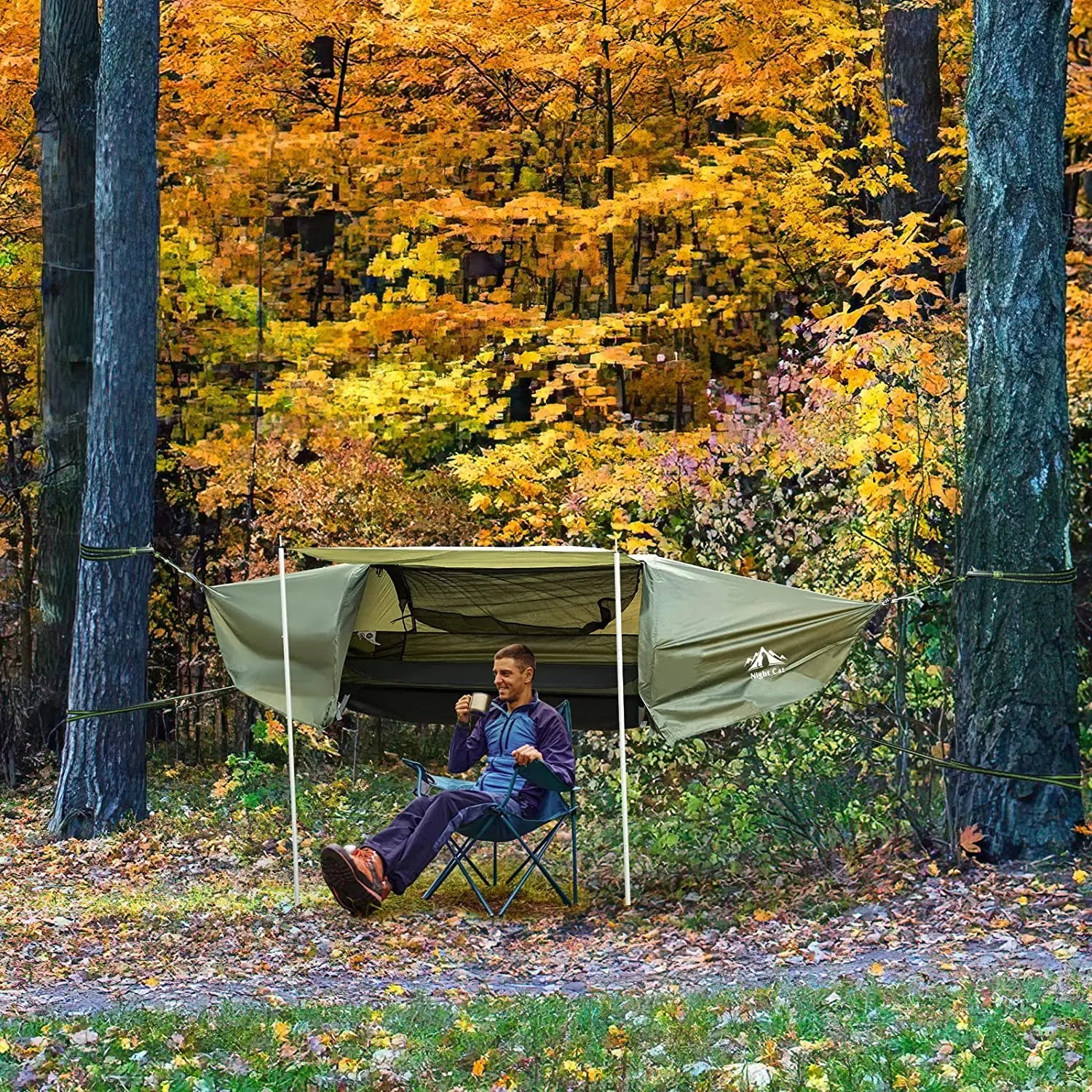Night Cat Hammock Tent With Mosquito Net Rainfly Storage