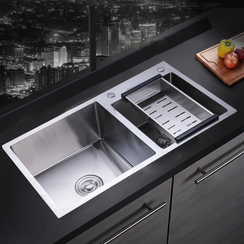Stainless Steel Double Bowl Drop In Kitchen Sink With Noise Reduction