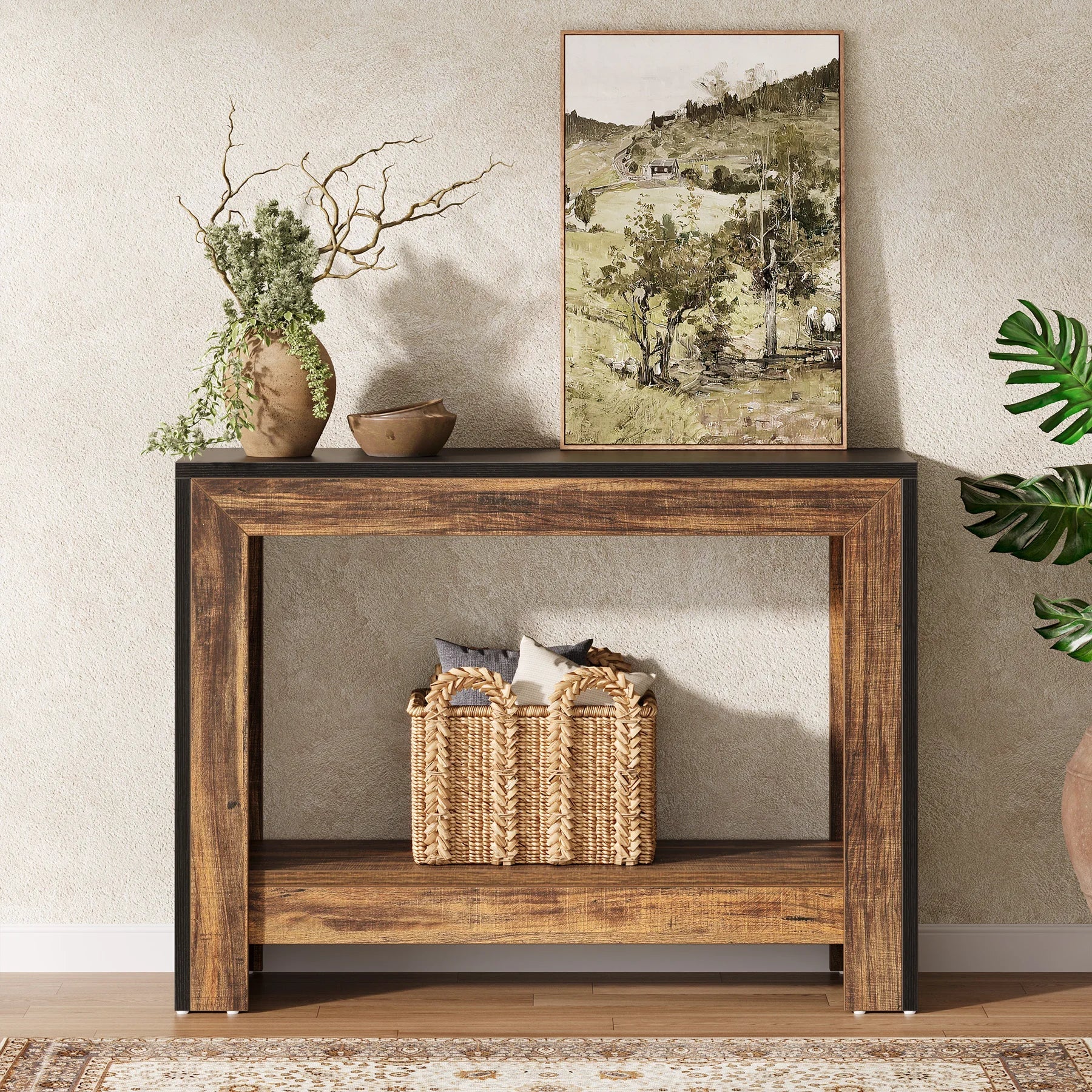 Tribesigns Rustic Wood Console Table With Storage Hallway Easy Assembly