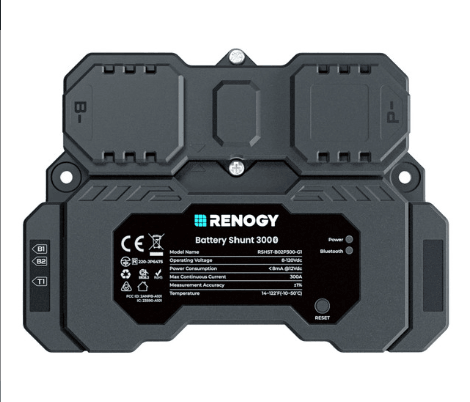 Renogy Battery Shunt 300 Smart Battery Monitor for SOC, Voltage & Current Tracking