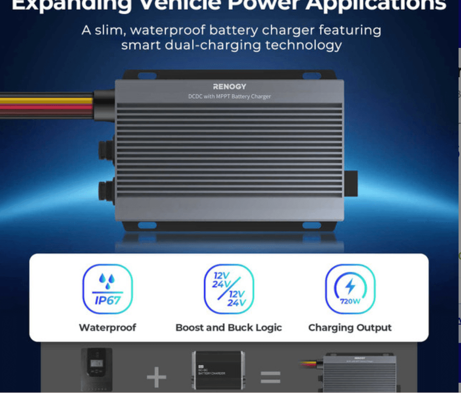 Renogy IP67 50A DC-DC Battery Charger with MPPT & Bluetooth Monitoring