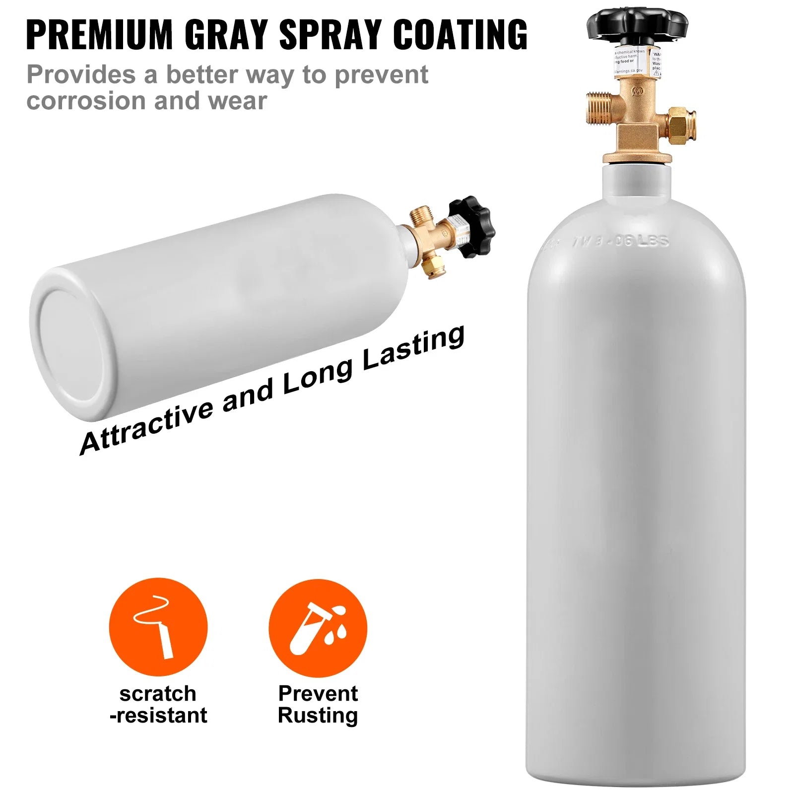 VEVOR CO2 Tank Aluminum Gas Cylinder CGA320 Valve Spray Coating