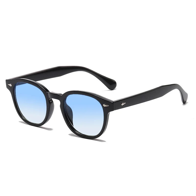 Retro Round Sunglasses Rivet Design UV400 Leopard Print