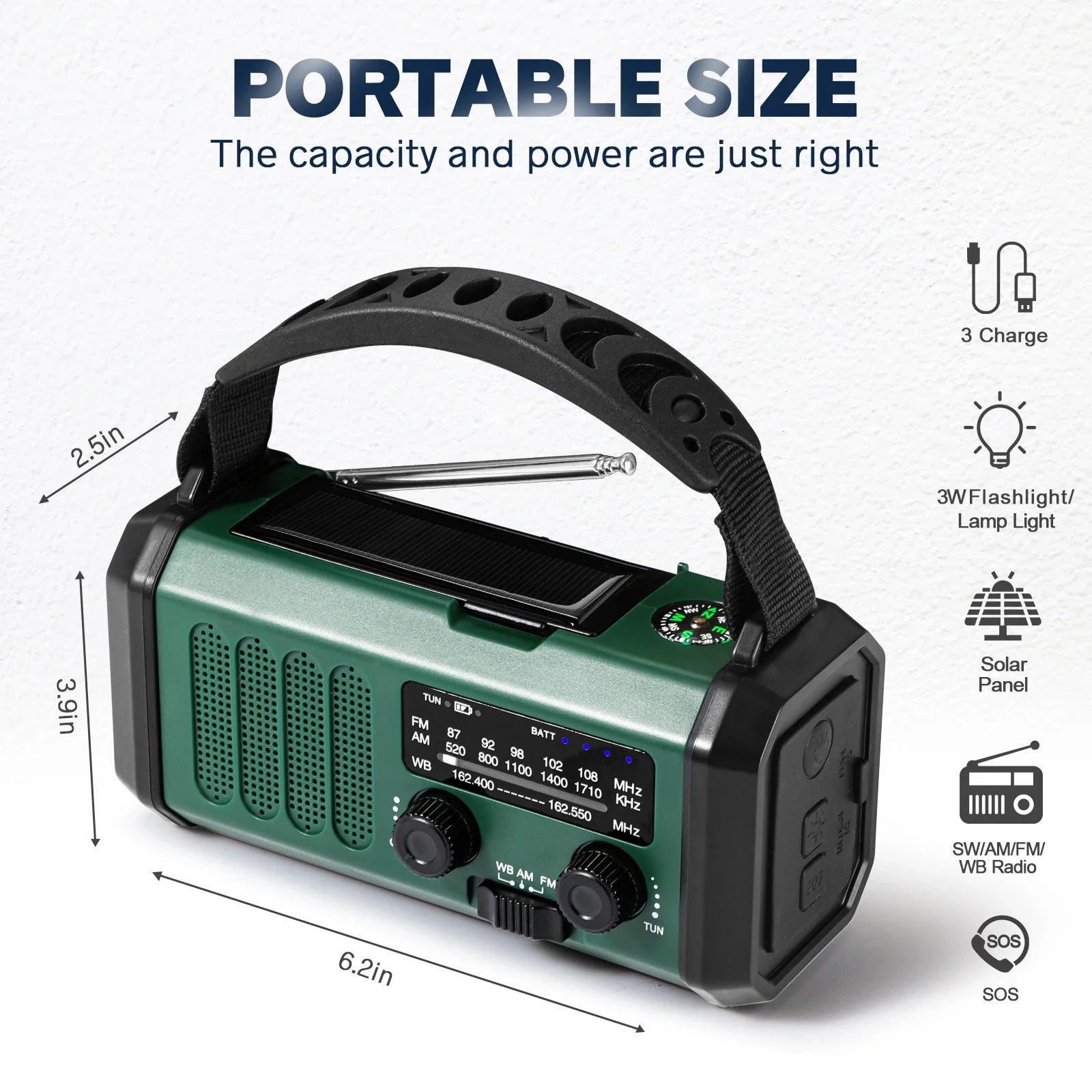 NNEOBA 10000mAh Emergency Solar Hand Crank Radio