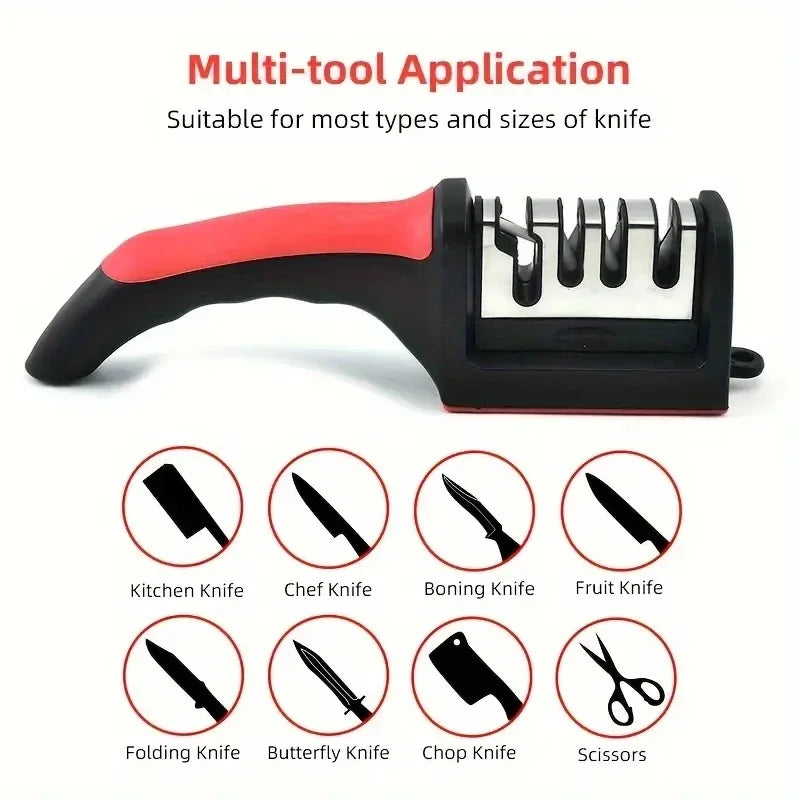 Three Segment Knife Sharpener For Kitchen Knives Stainless Steel