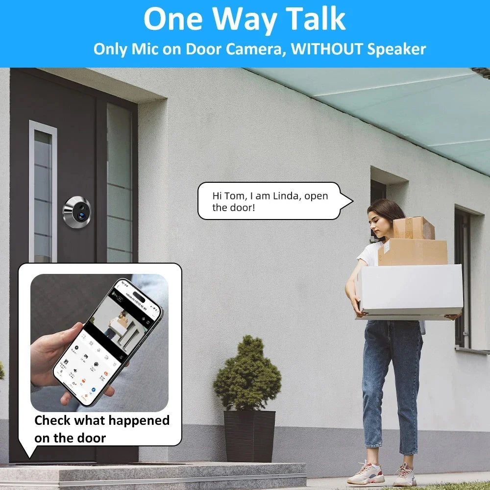 NNEOBA Wide-Angle WiFi Digital Peephole Door Camera