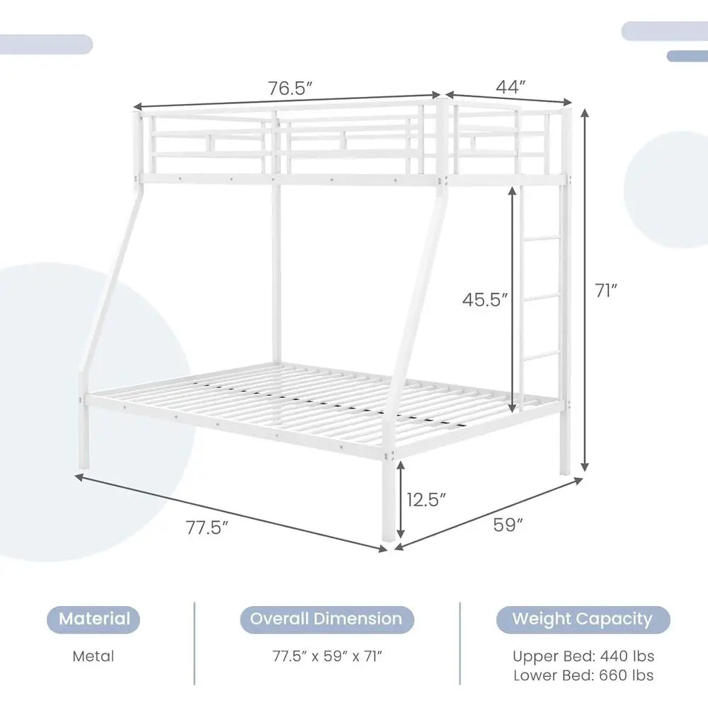 Space Saving Metal Bunk Bed With Ladder And Steel Support