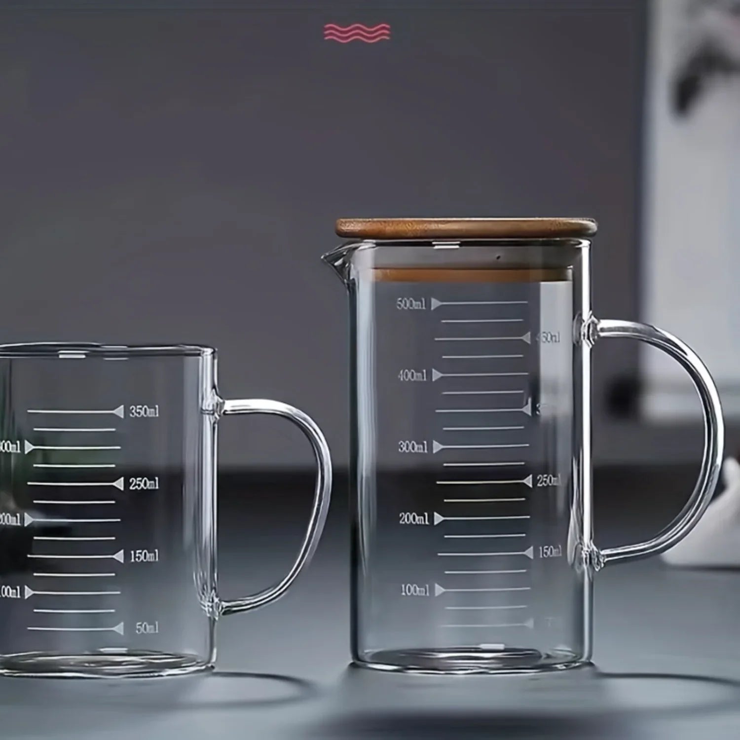 Glass Measuring Cup Jug With Lid And Insulated Handle