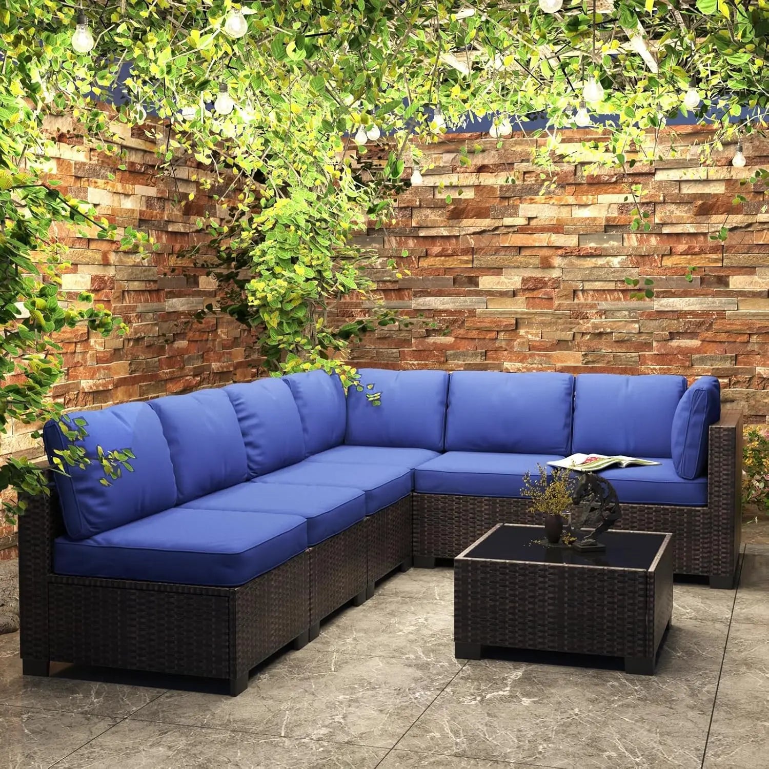 HobbyLane 7 Piece Modular Outdoor Furniture Set PE Rattan Wicker Garden