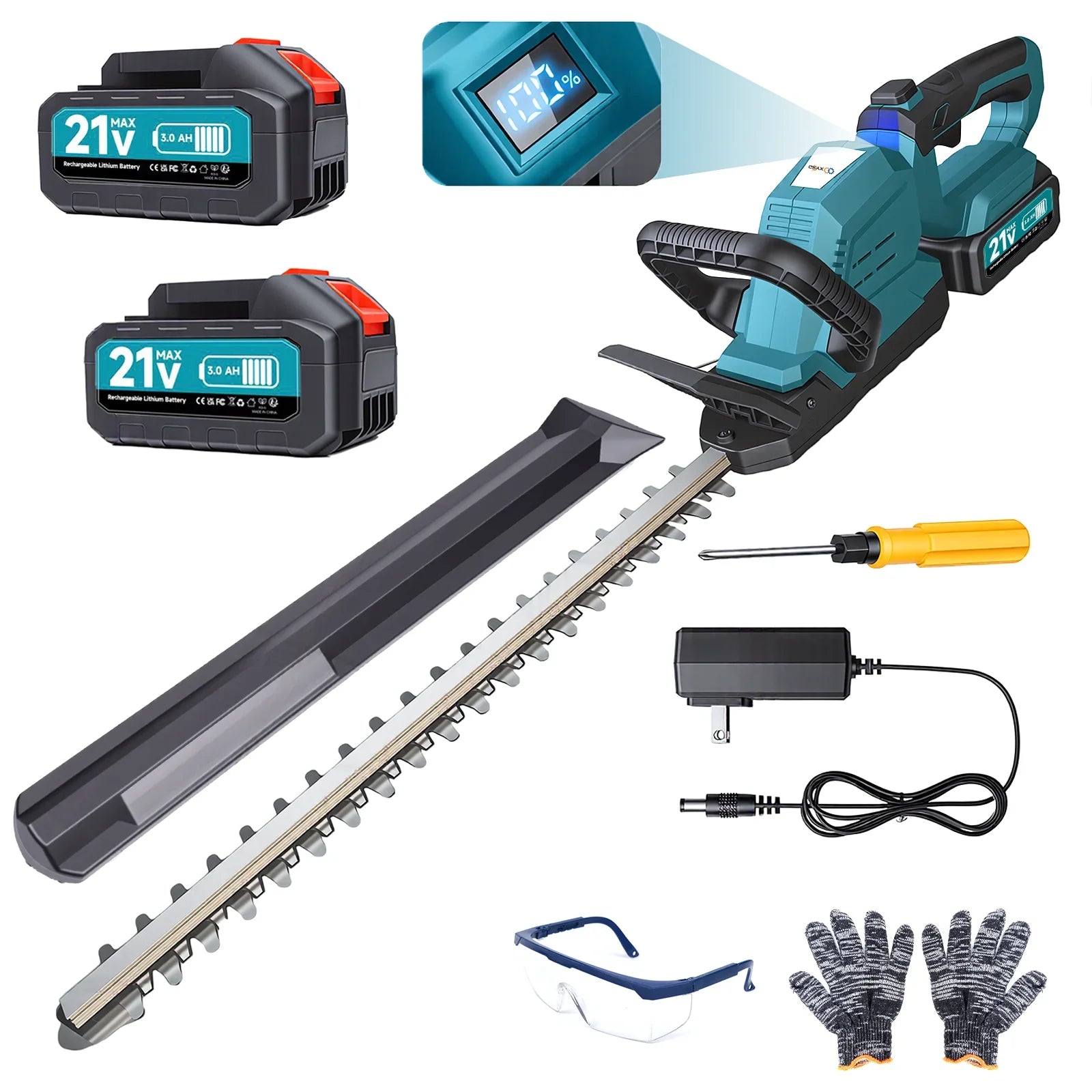 Cordless Electric Hedge Trimmer With Battery 2000W 3000RPM