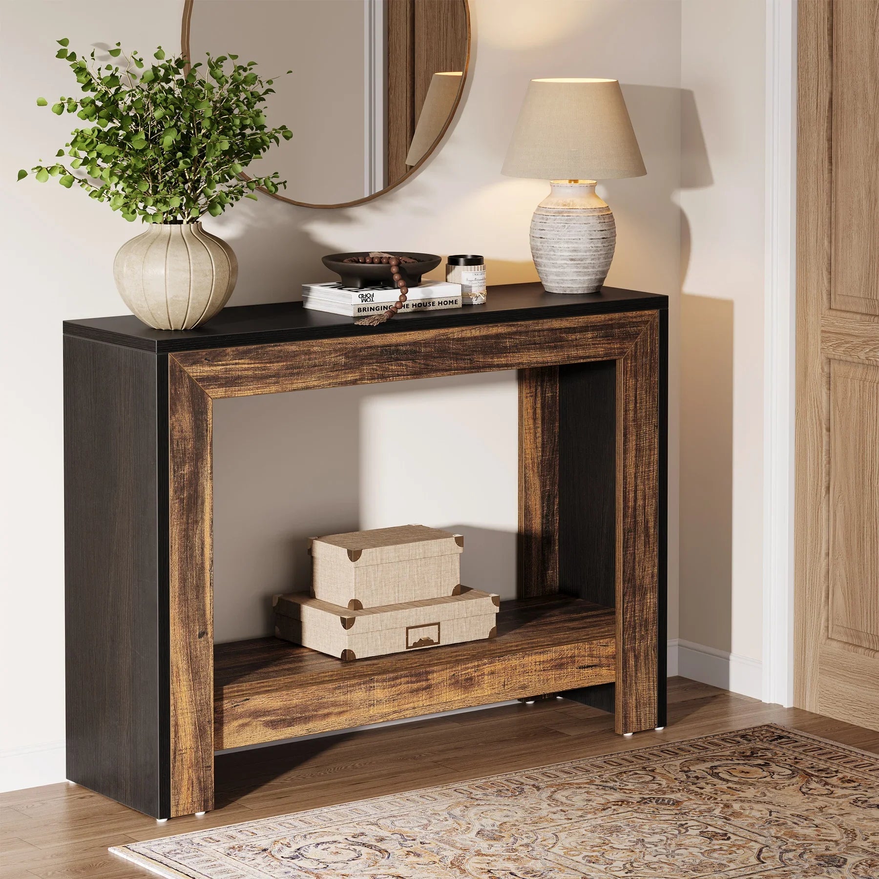 Tribesigns Rustic Wood Console Table With Storage Hallway Easy Assembly