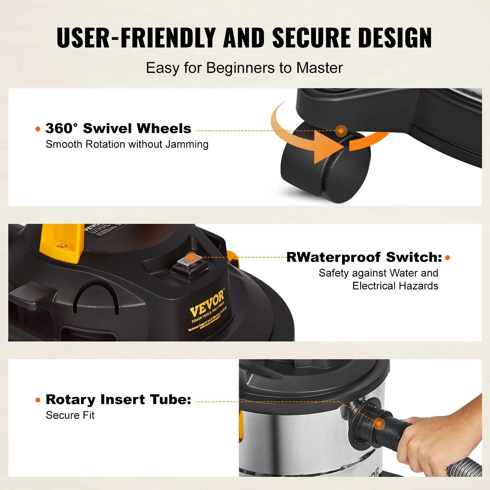 SucceBuy Wet Dry Shop Vacuum Powerful Suction For Carpets And Pet Hair
