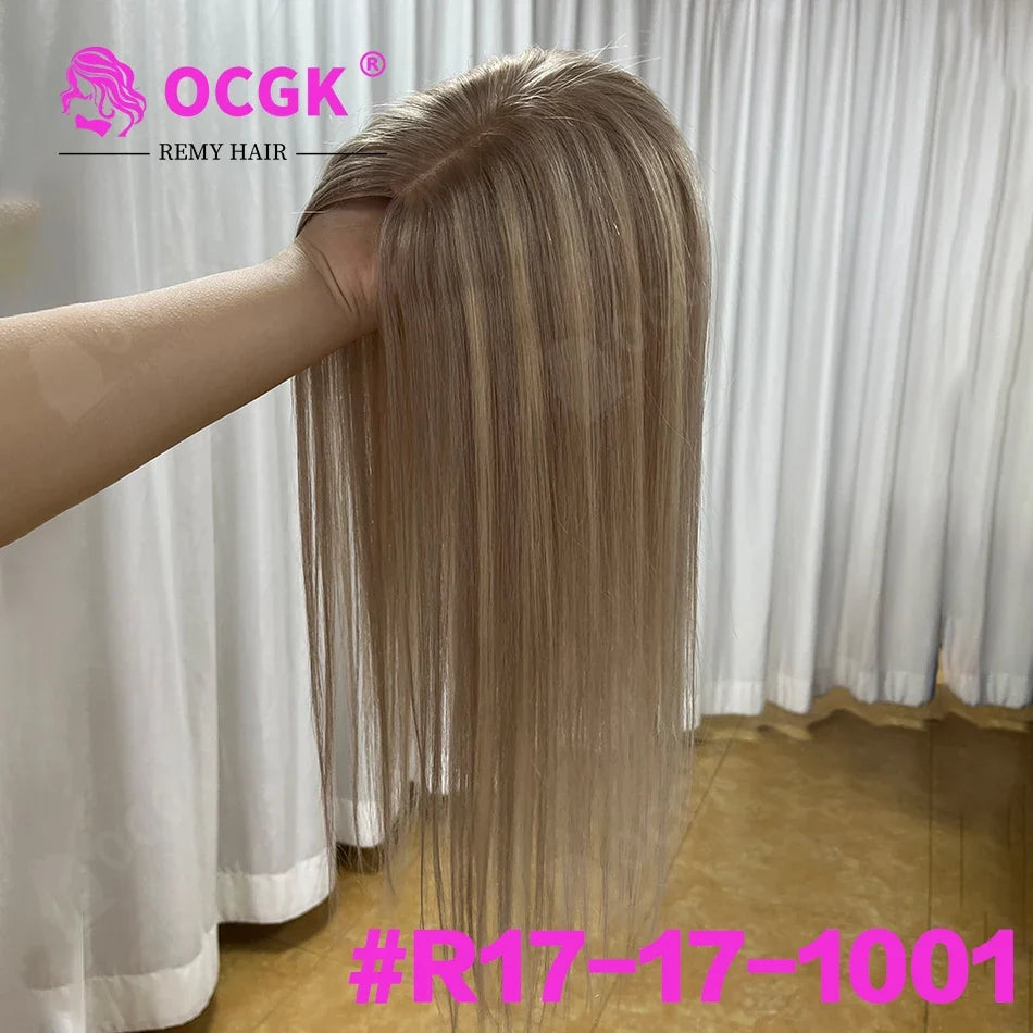 17 Straight Human Hair Topper, 10x12cm Base