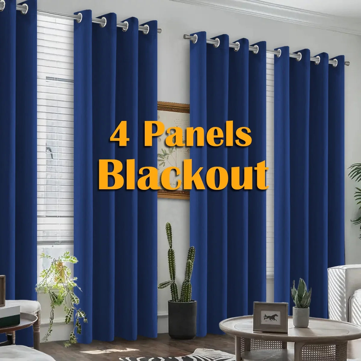 NONECN Blackout Curtains 4 Pack Heat Insulated Grommet For Bedroom Living Room