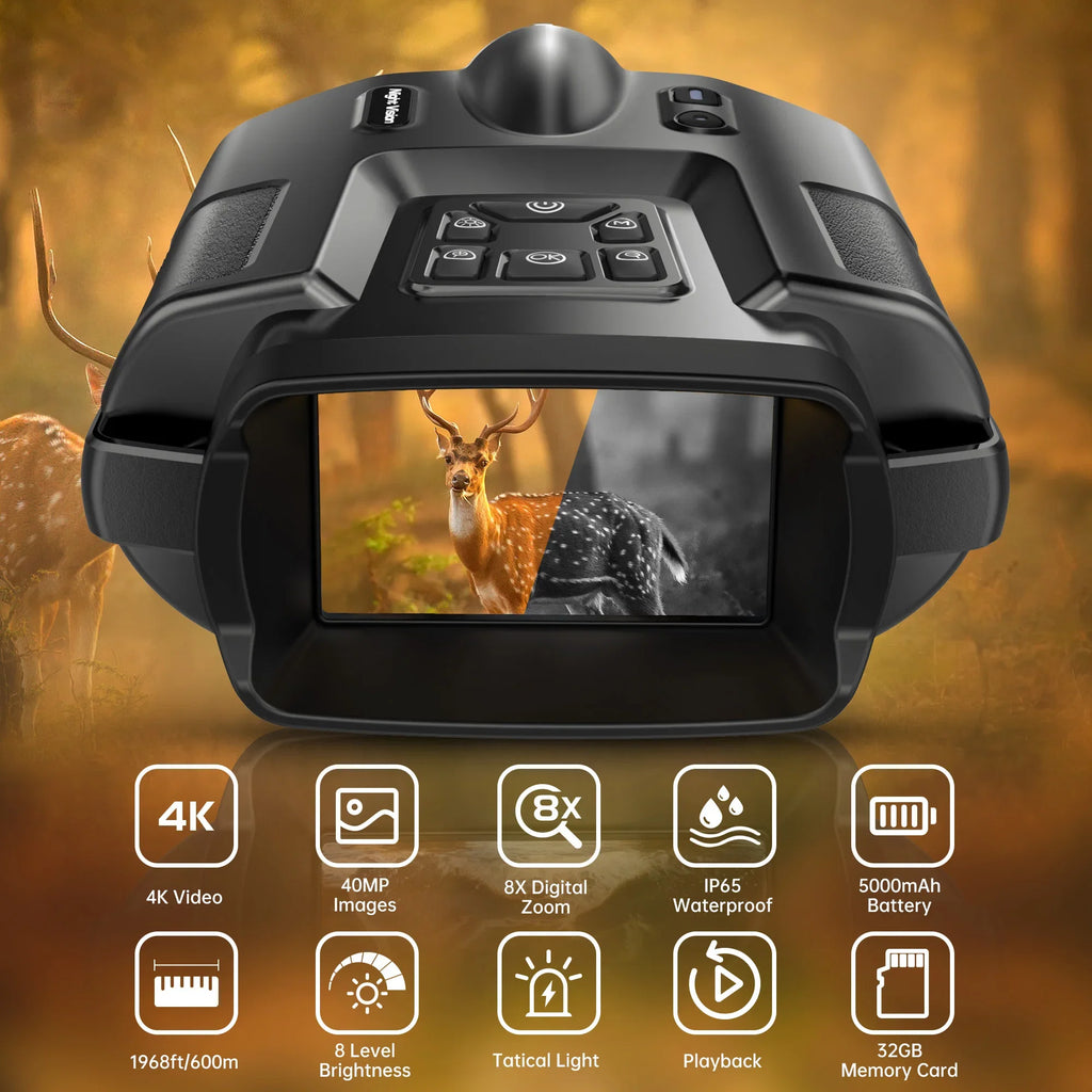 DIYIMINE Night Vision Binoculars 4K Infrared 8X Zoom Goggles
