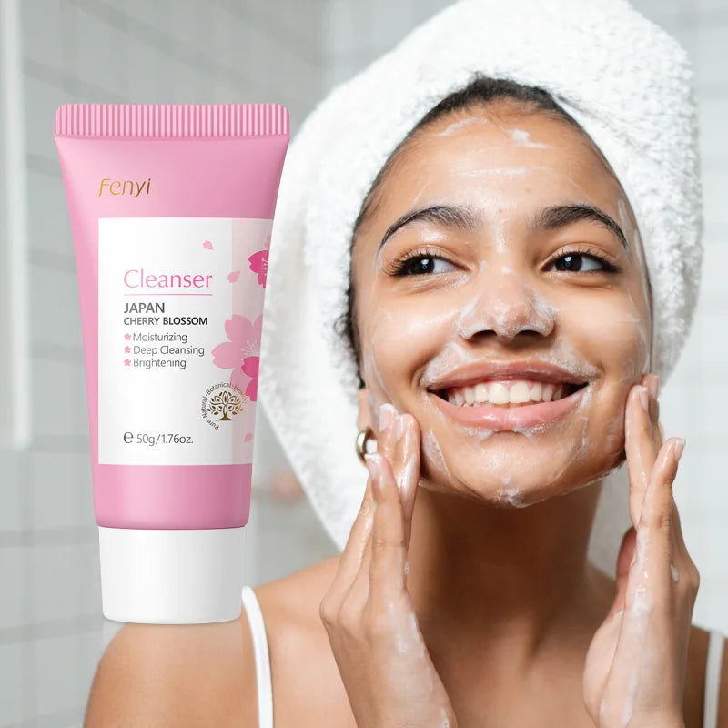 Japanese Cherry Blossom or Vitamin C Facial Cleanser Skin Cleansing Moisturizing  Blackhead Remove Skincare Face Wash Foam Face