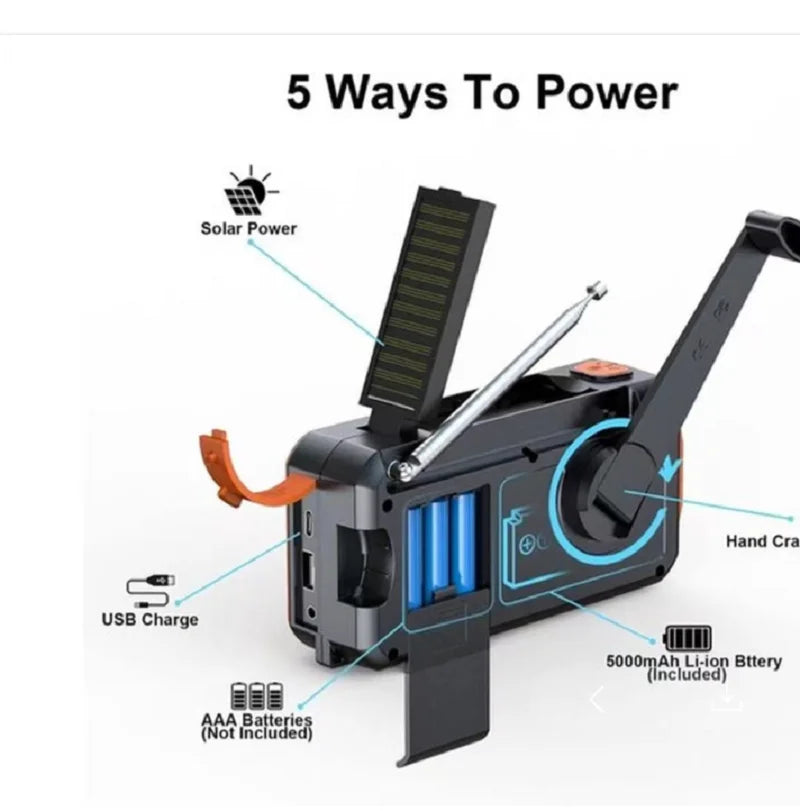 DAB+ Solar Hand Crank Emergency Radio Black