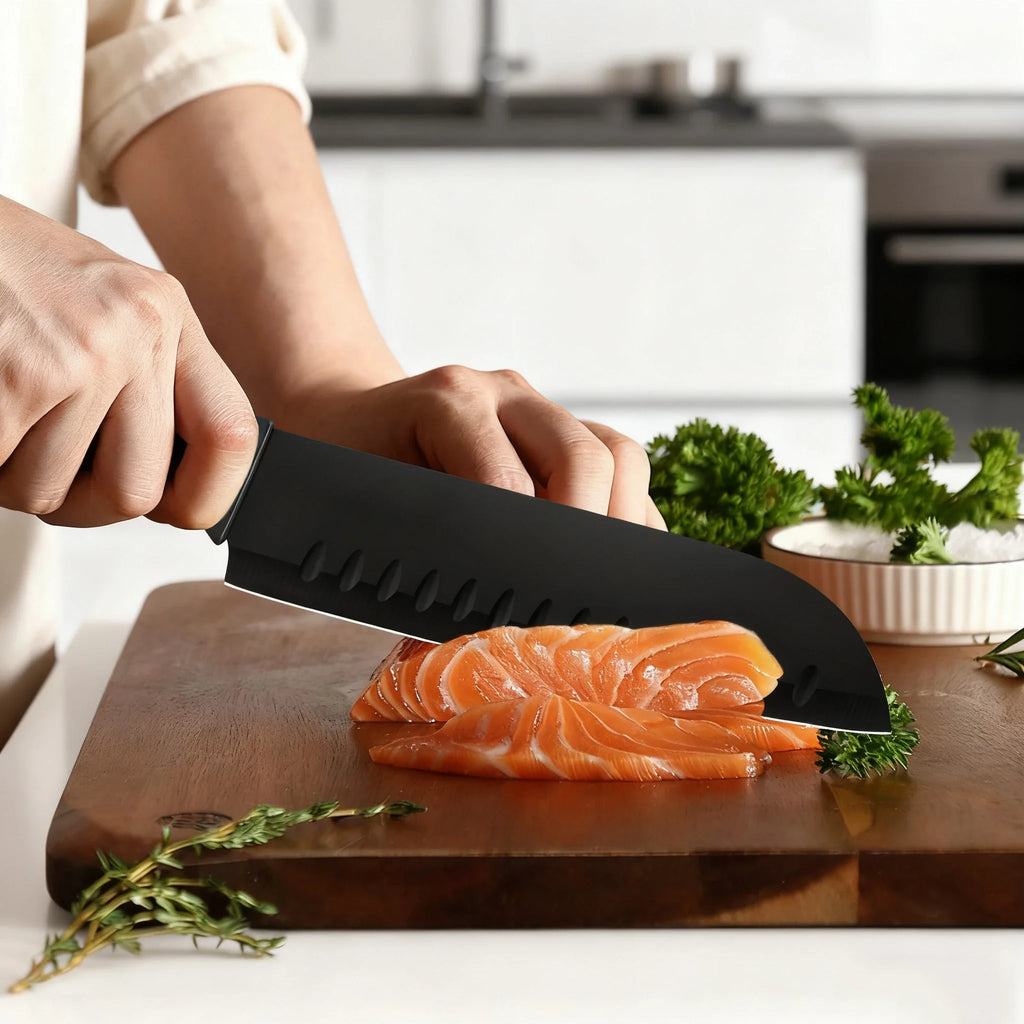 Stainless Steel Kitchen Knife Set With Block Sharpener Scissors