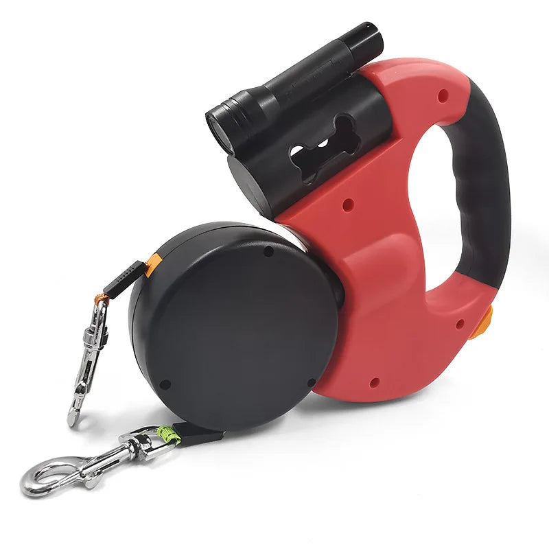 Premium 3M Retractable Double Dog Leash – Reflective 360° Swivel No-Tangle Lead with LED Lights for Small Dogs