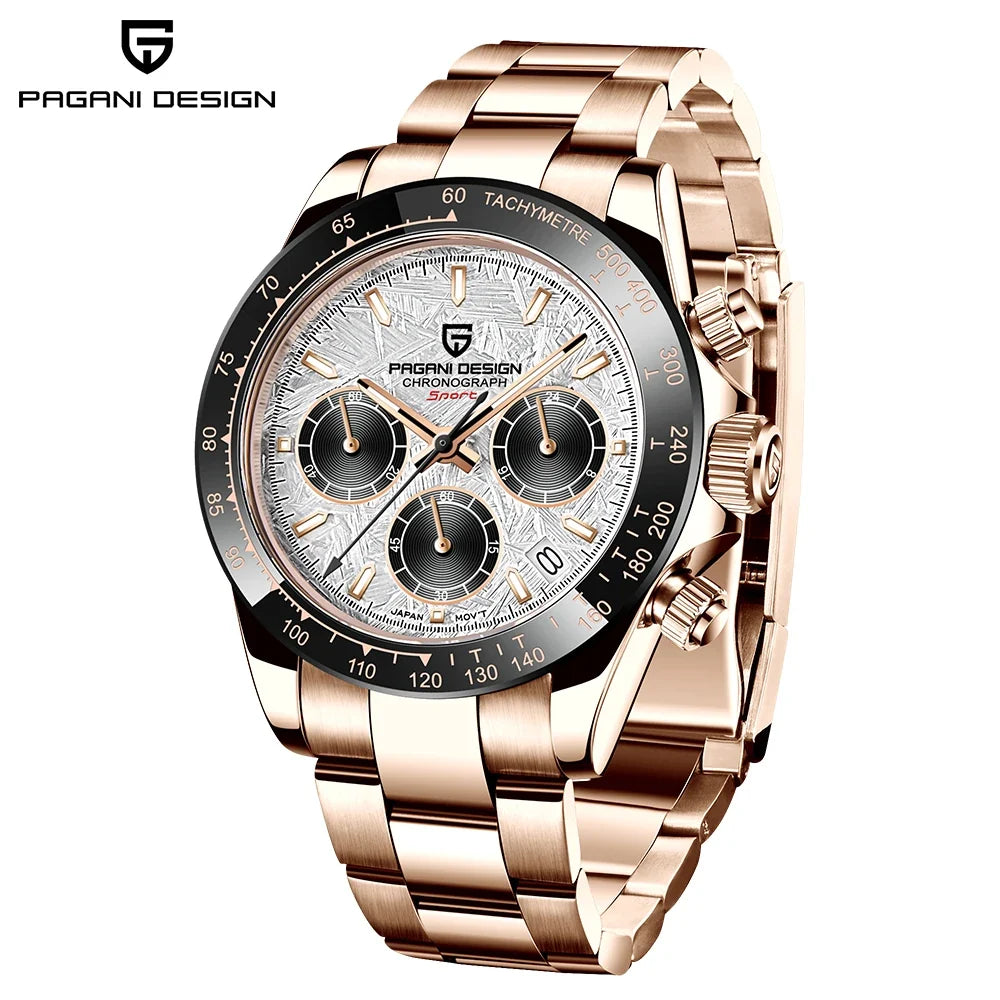 PAGANI DESIGN Mens Chronograph Quartz Watch Waterproof Wristwatch