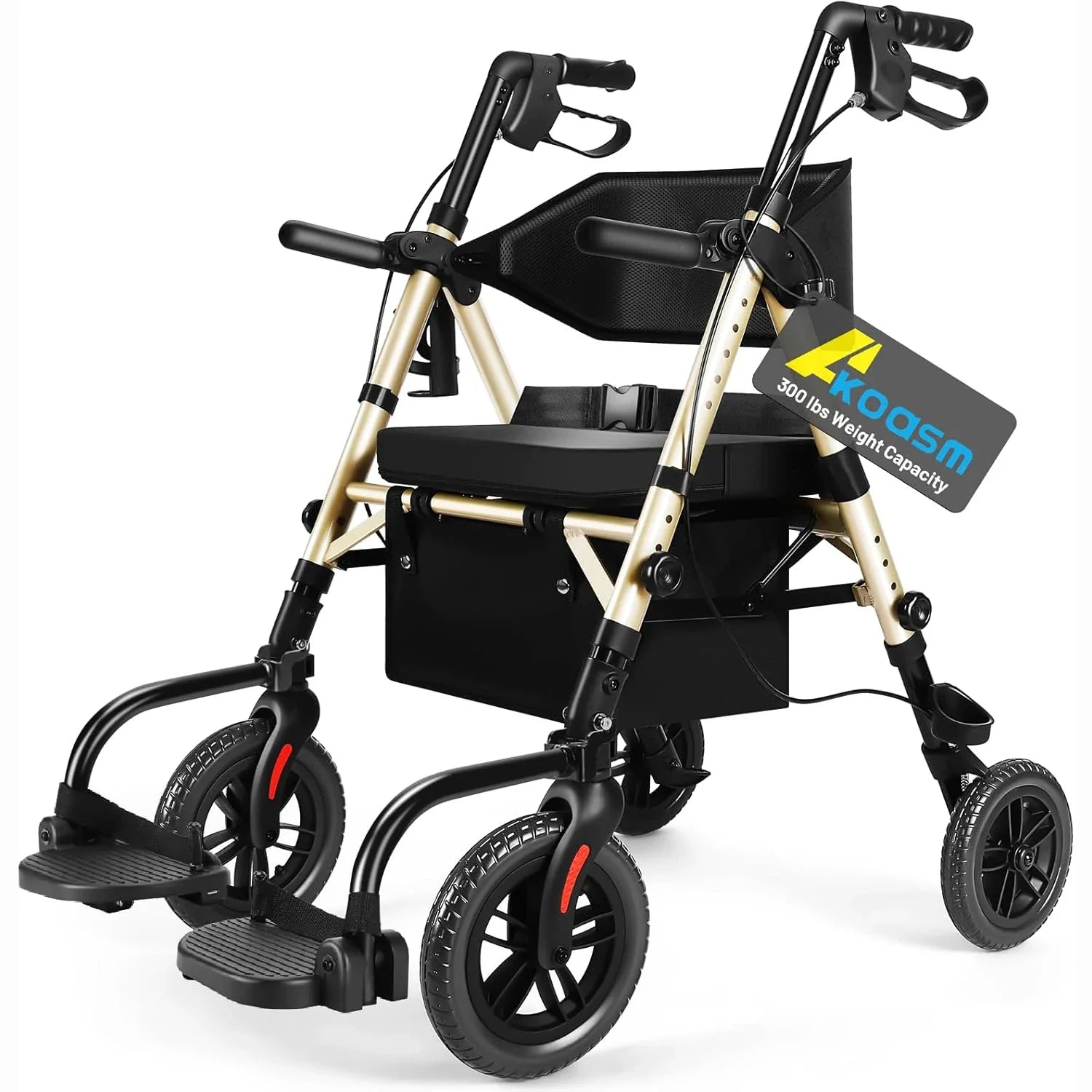 Rolling Walker Wheelchair Combo With Adjustable Seat And Handle