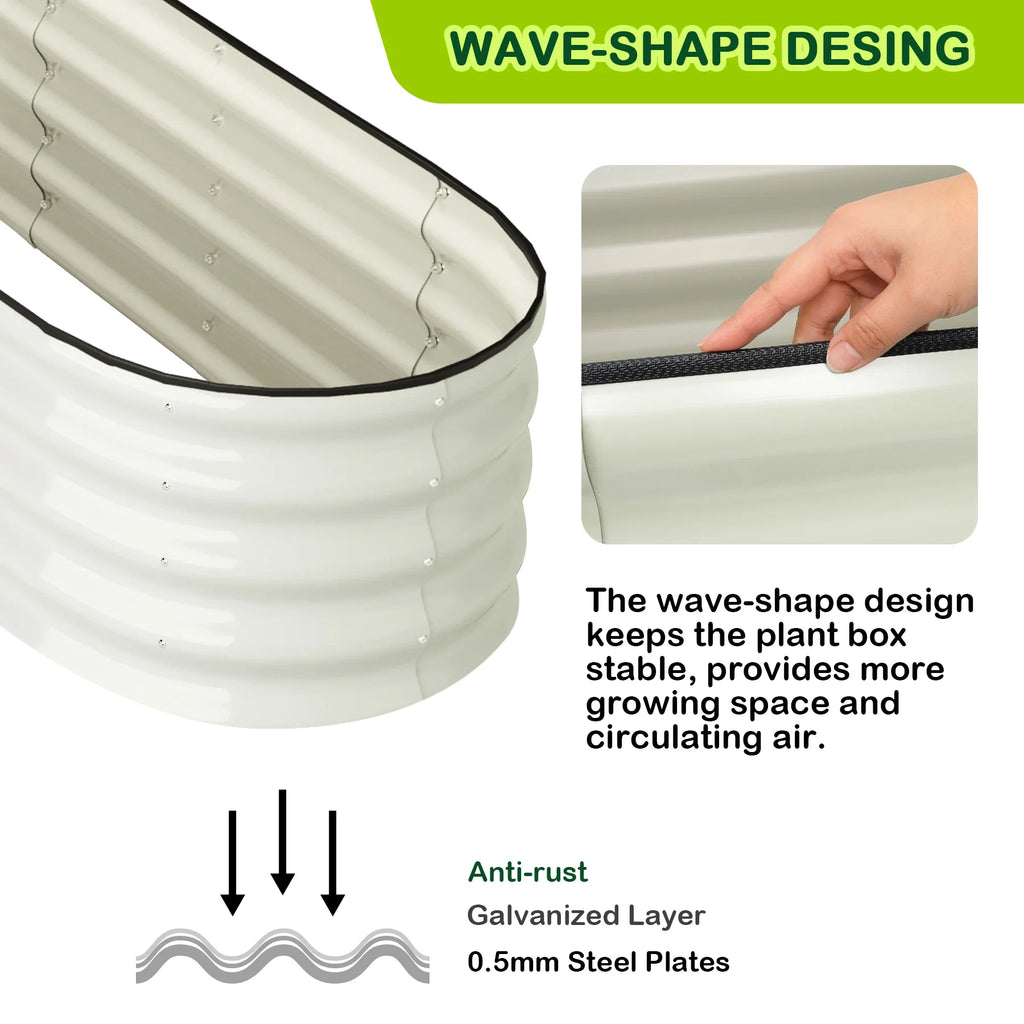 HiMISSH Oval Galvanized Raised Garden Beds For Outdoor Use