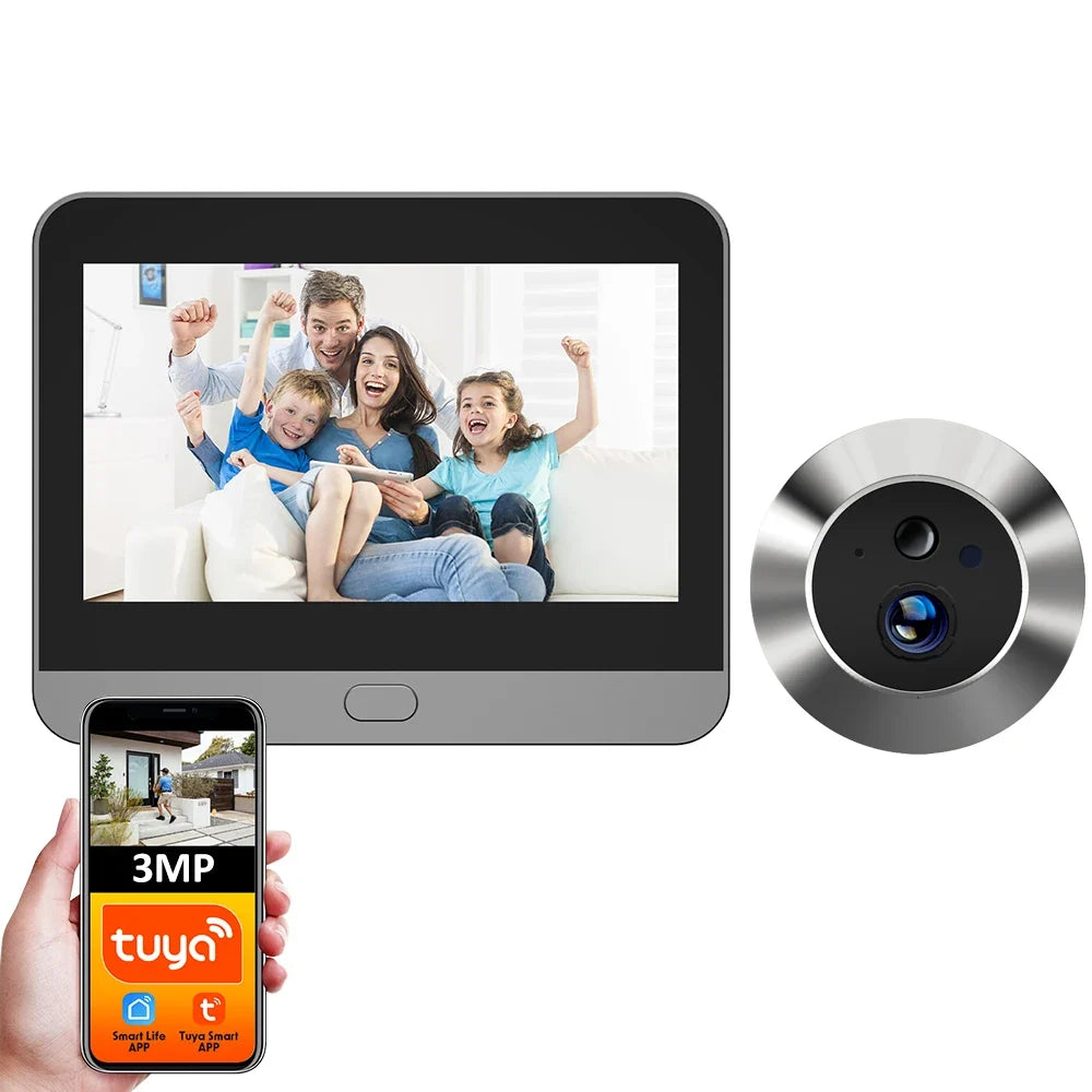NNEOBA Wide-Angle WiFi Digital Peephole Door Camera