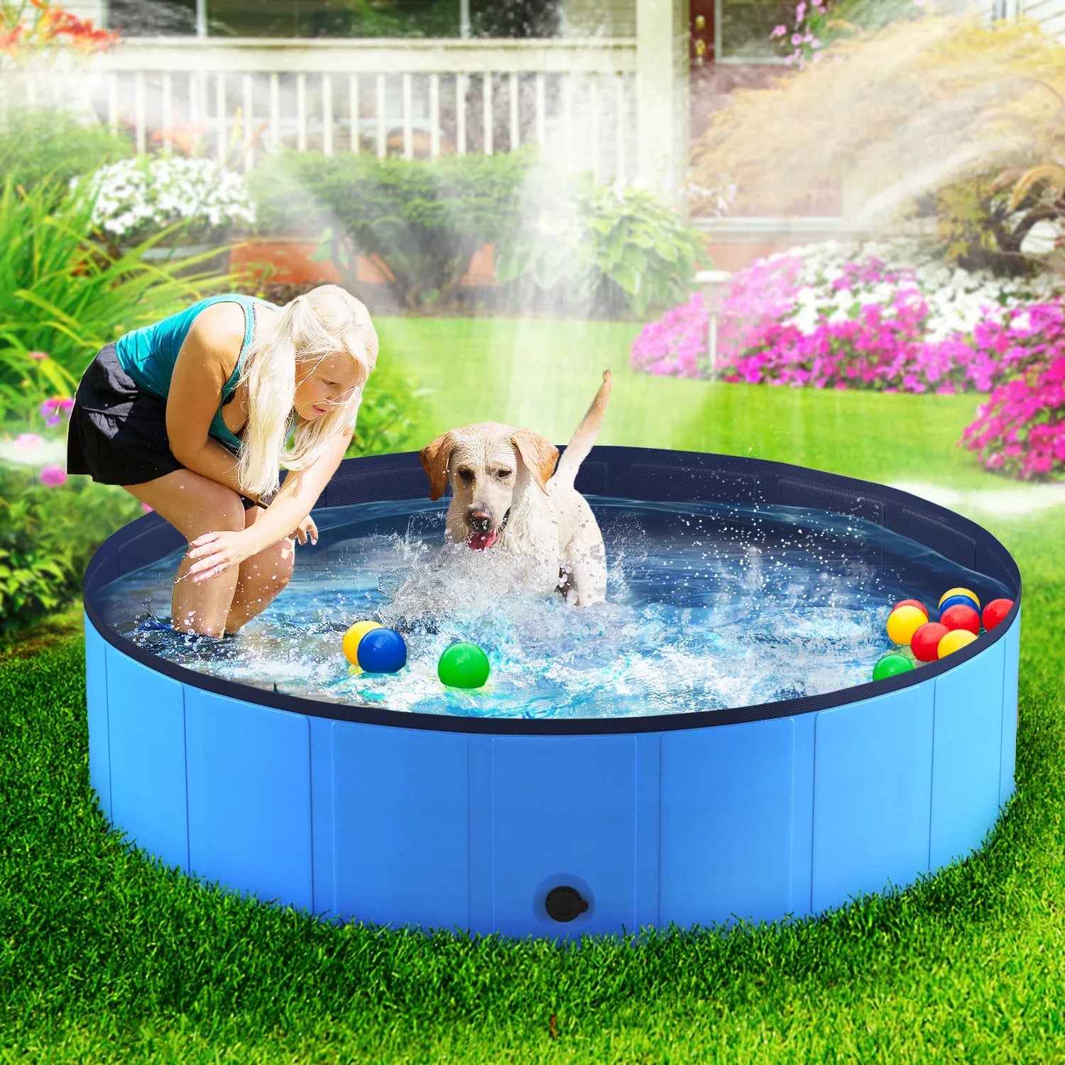 Portable Foldable Dog Pool For Pets Anti Slip Bath Tub