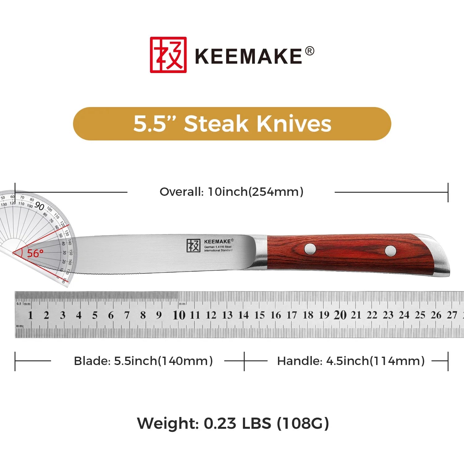Keemake 4 Piece Stainless Steel Steak Knife Set Ultra Sharp